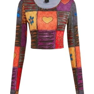 SHEIN Multicolor Patchwork Crop Top